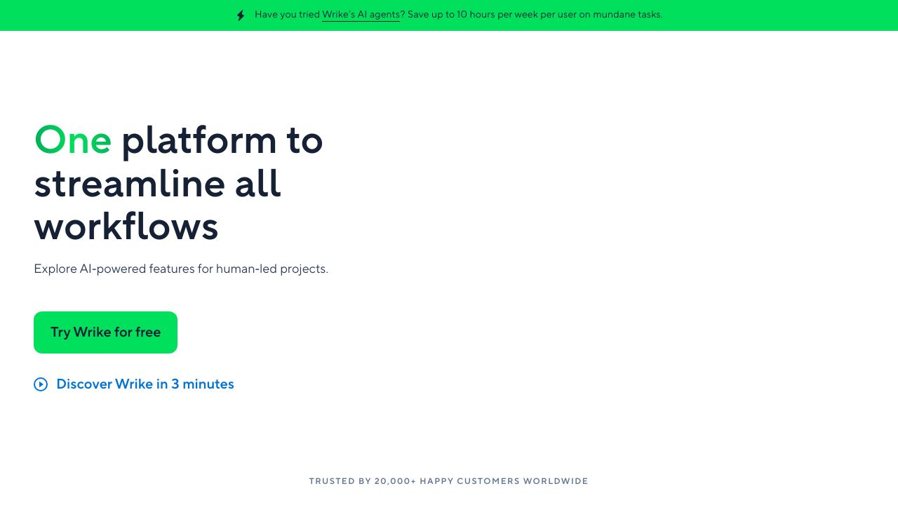 Wrike project management software interface screenshot.