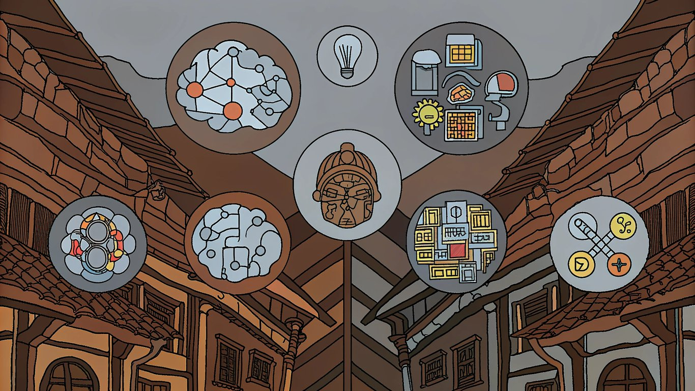 Illustration of a diverse and competitive AI market with multiple platforms and choices.