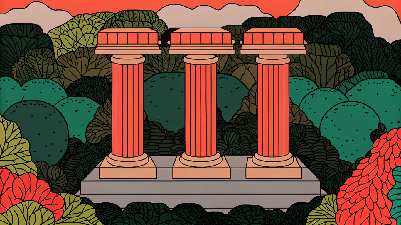 Illustration of three pillars labeled Campaign Automation, Analytics Capabilities, and Creative Generation, representing the core evaluation criteria for AI marketing tools.