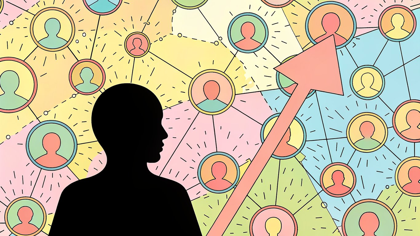 AI analyzing user behavior and segmenting audiences for predictive marketing.