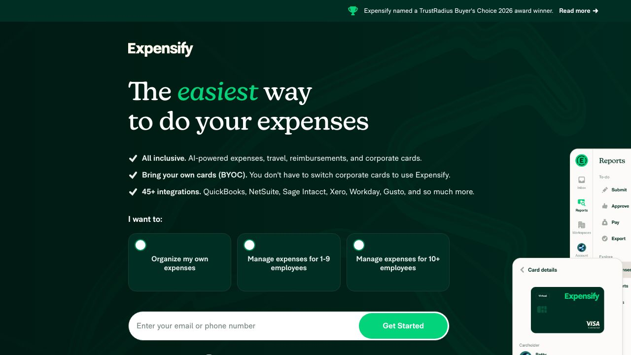Screenshot of the Expensify mobile app interface showing receipt scanning and expense tracking.