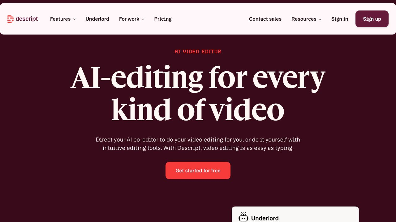 Descript's text-based video editing interface